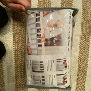 Breathable Mesh Crib Bumper | Gray and White